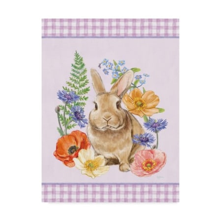 Mary Urban 'Sunny Bunny Ii Checker Border Purple' Canvas Art,18x24